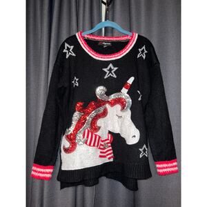 Ugly Christmas Sweater Xmas Size Large Unicorn
